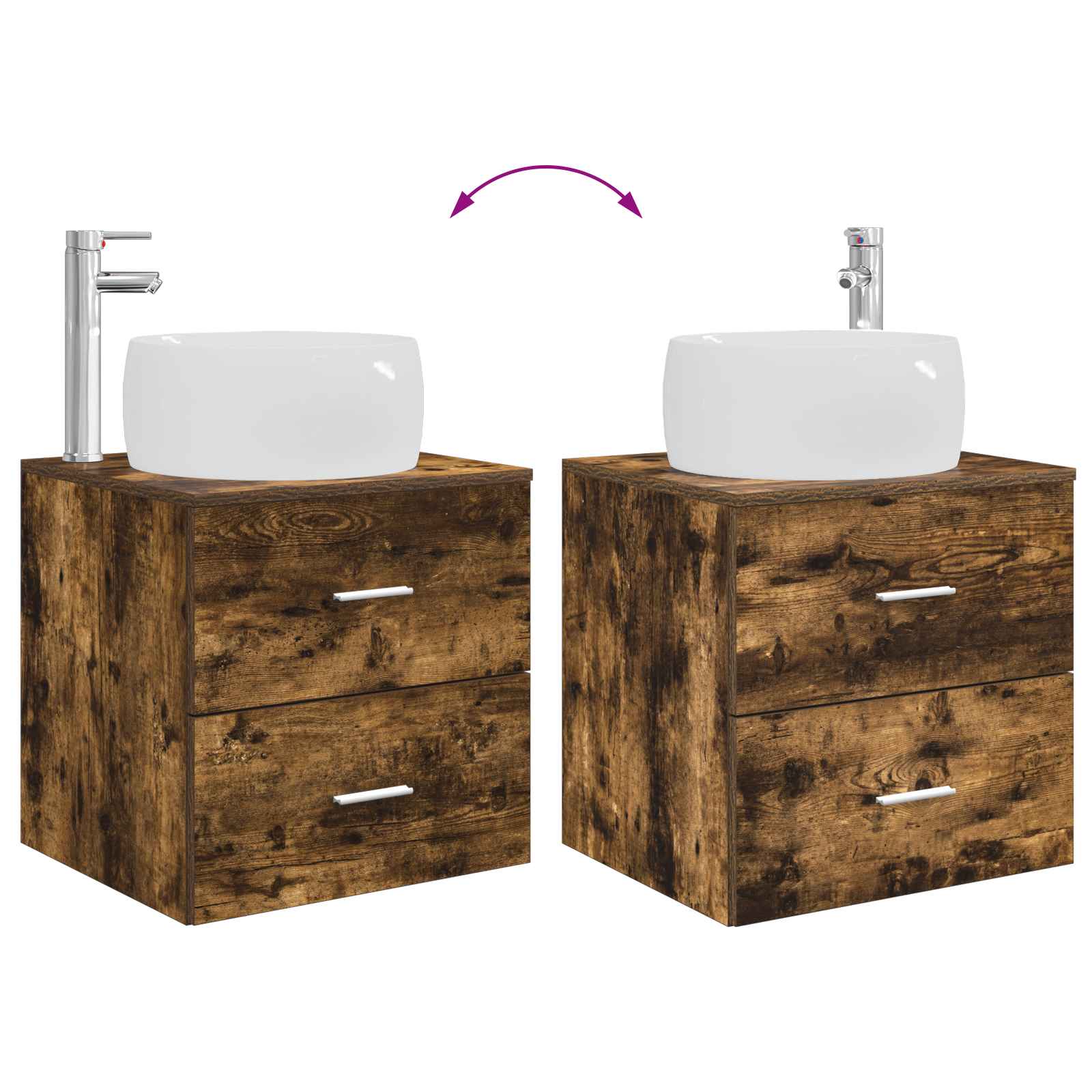 Mobile Lavabo da Parete Rovere Fumo 49,5 x 44,5 x 66 cm | homemem39