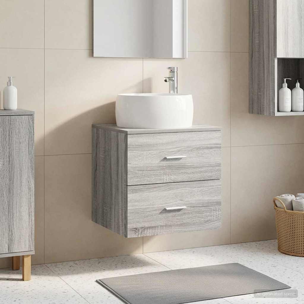 Mobile Lavabo da Parete Sonoma grigio 49,5 x 44,5 x 66 cm | homemem39