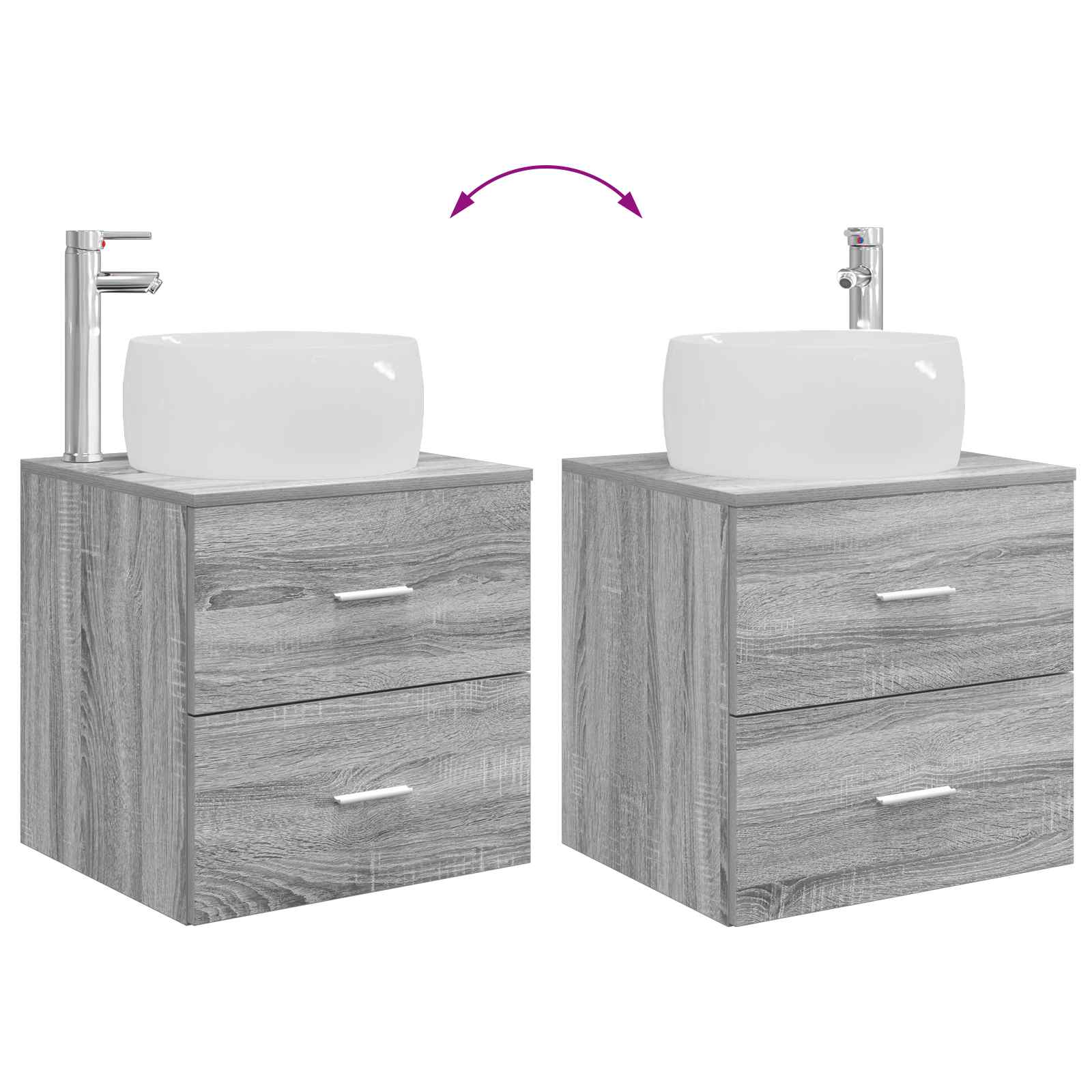 Mobile Lavabo da Parete Sonoma grigio 49,5 x 44,5 x 66 cm | homemem39