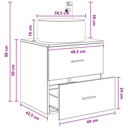 Mobile Lavabo da Parete Legno antico 49,5 x 44,5 x 66 cm | homemem39
