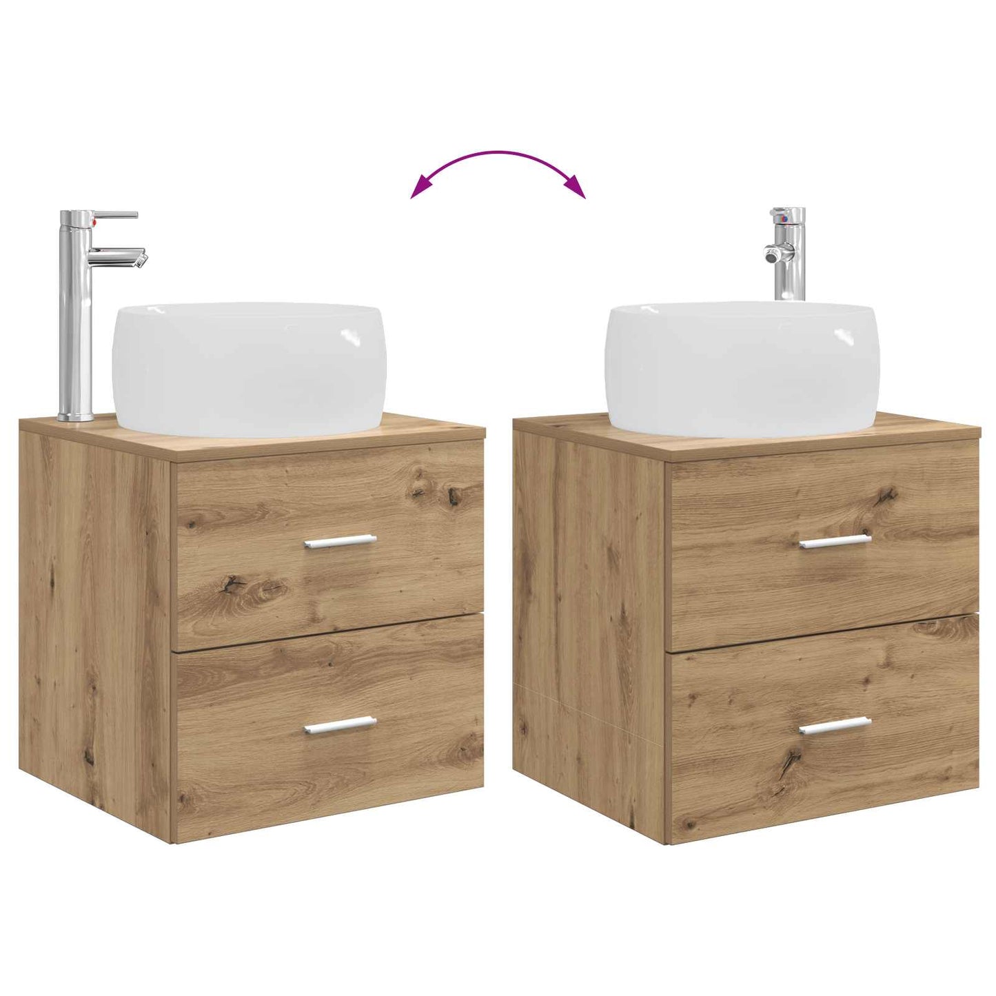 Mobile Lavabo da Parete Rovere Artigianale 49,5 x 44,5 x 66 cm | homemem39