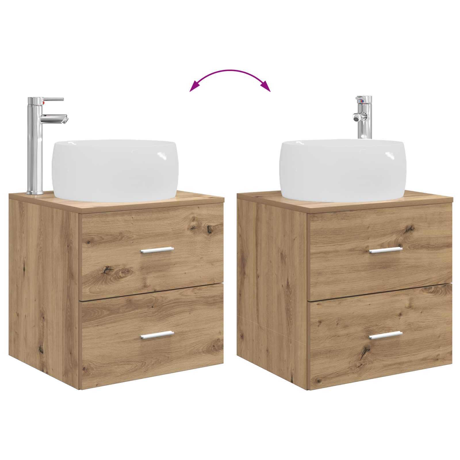 Mobile Lavabo da Parete Rovere Artigianale 49,5 x 44,5 x 66 cm | homemem39