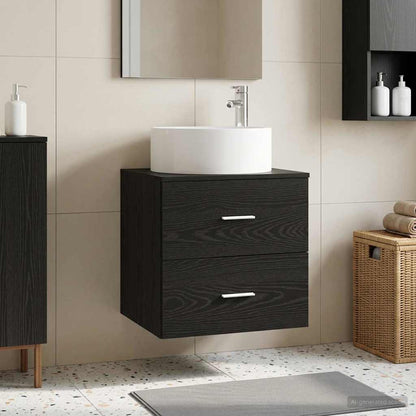 Mobile Lavabo da Parete Rovere Nero 49,5 x 44,5 x 65,5 cm | homemem39