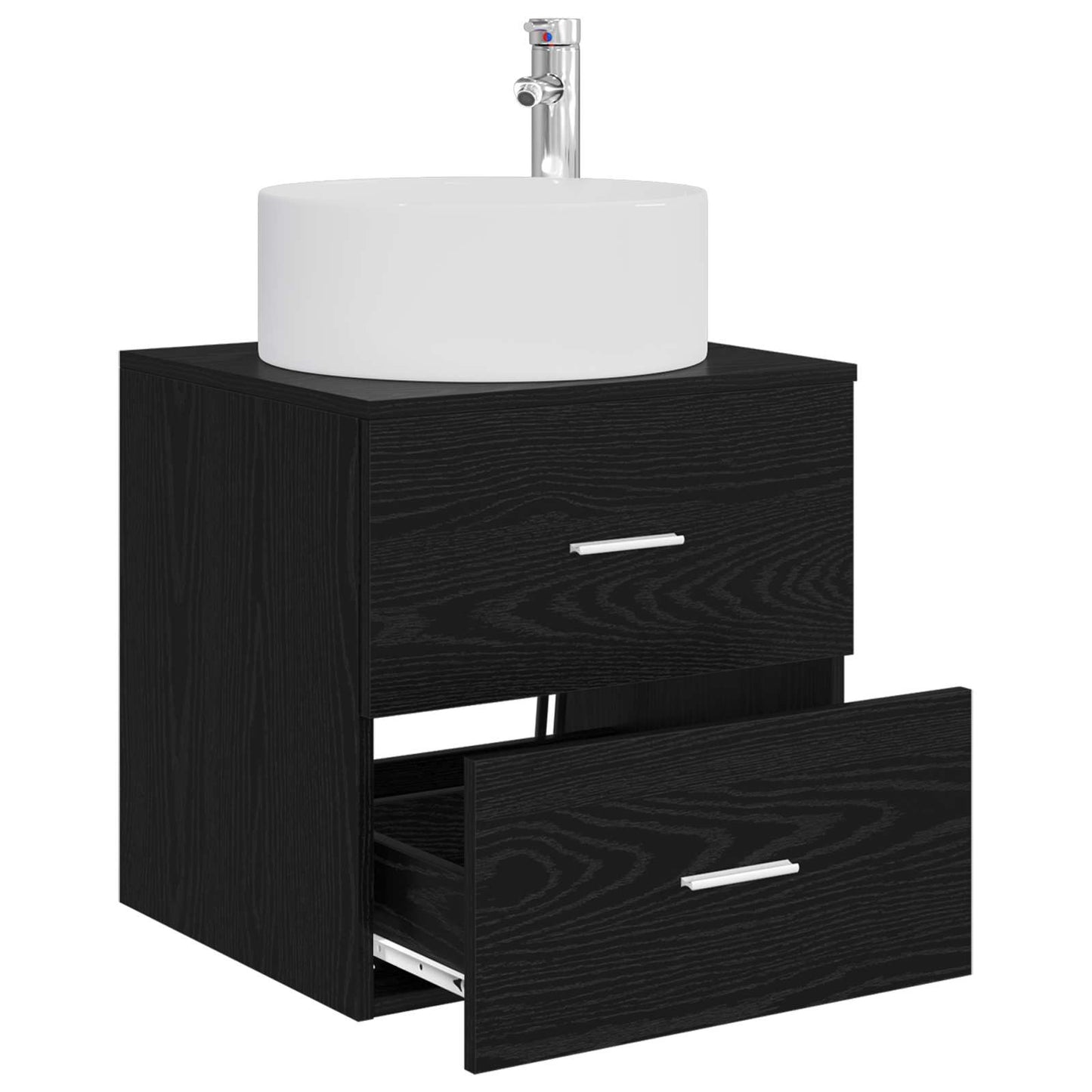 Mobile Lavabo da Parete Rovere Nero 49,5 x 44,5 x 65,5 cm | homemem39
