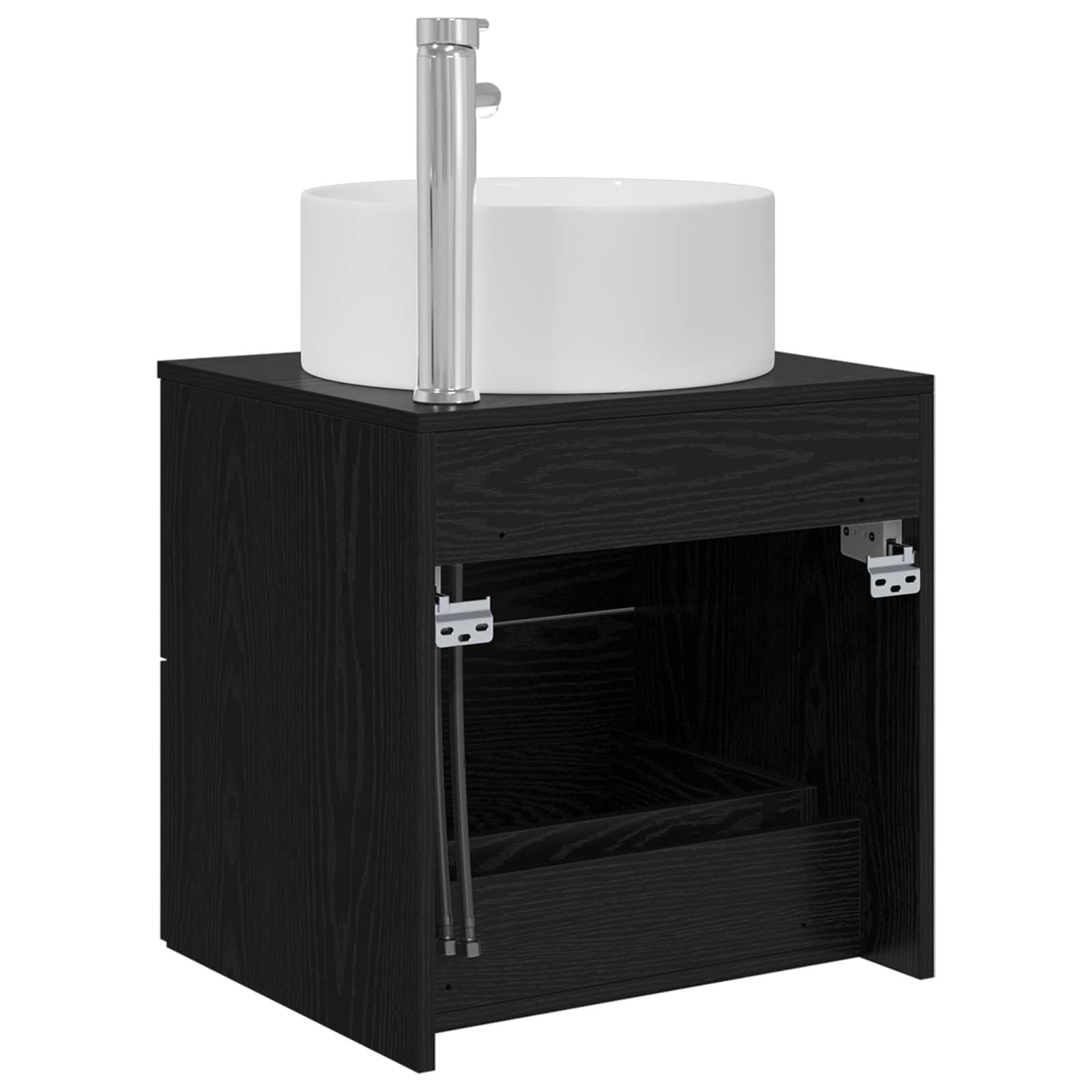 Mobile Lavabo da Parete Rovere Nero 49,5 x 44,5 x 65,5 cm | homemem39