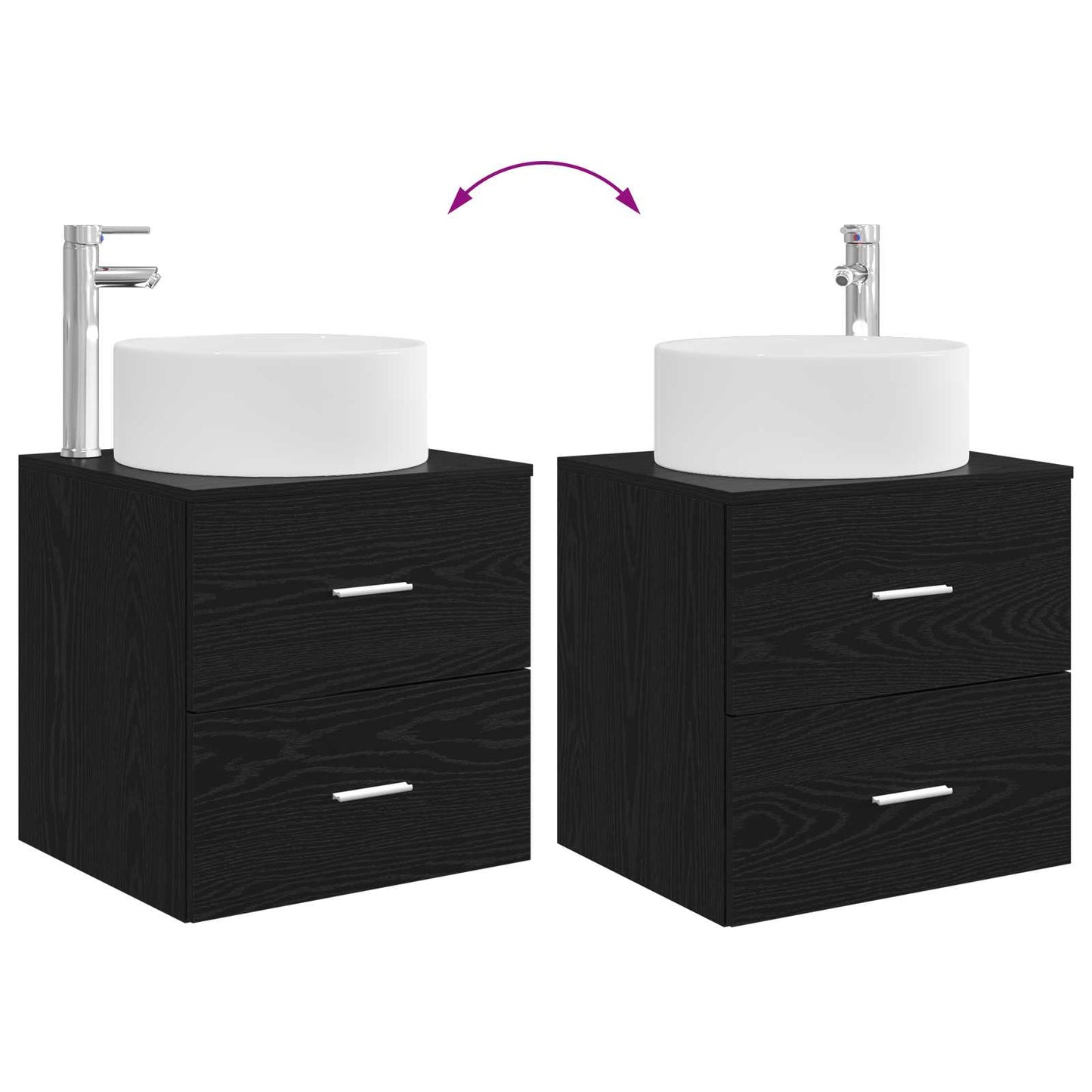 Mobile Lavabo da Parete Rovere Nero 49,5 x 44,5 x 65,5 cm | homemem39
