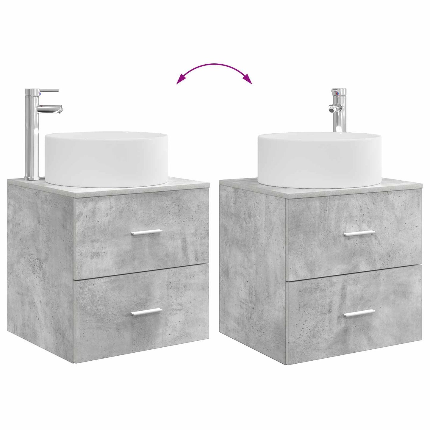 Mobile Lavabo da Parete Grigio Cemento 49,5 x 44,5 x 65,5 cm | homemem39