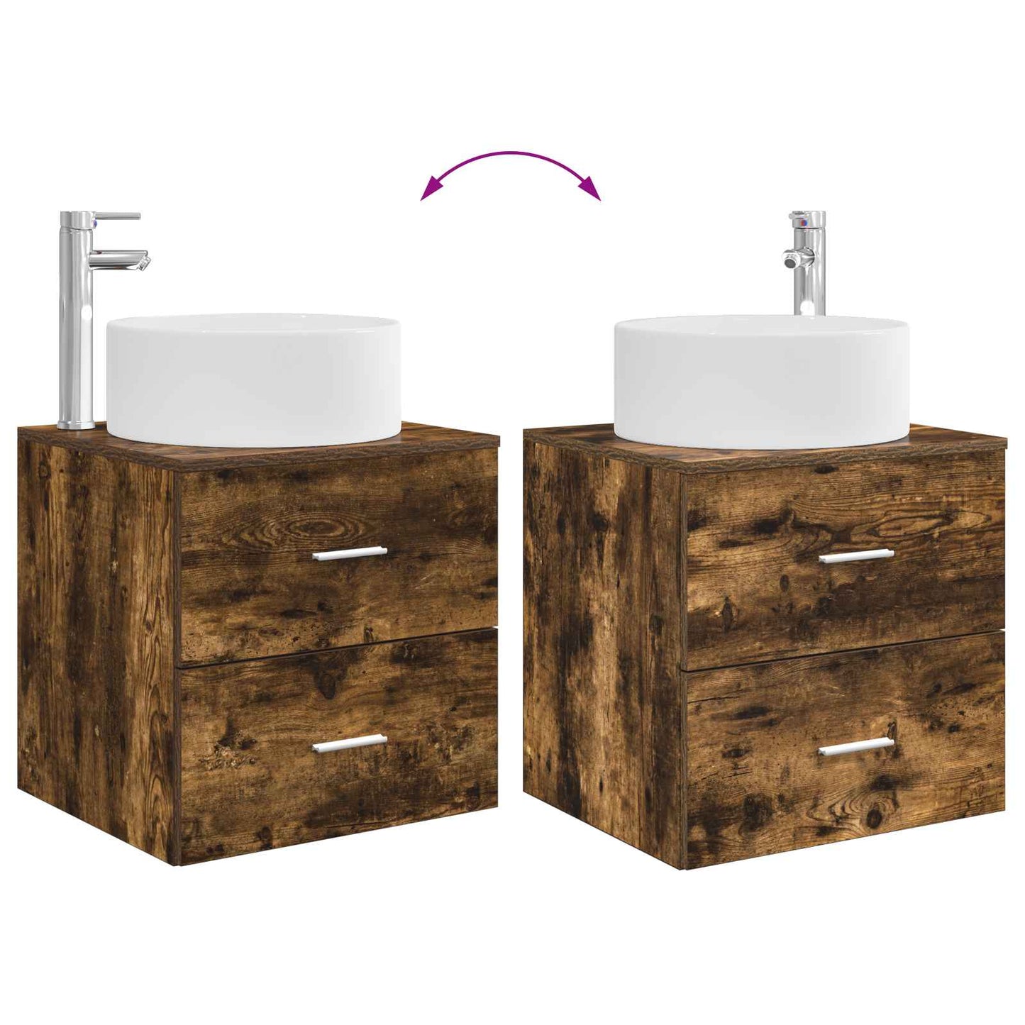 Mobile Lavabo da Parete Rovere Fumo 49,5 x 44,5 x 65,5 cm | homemem39