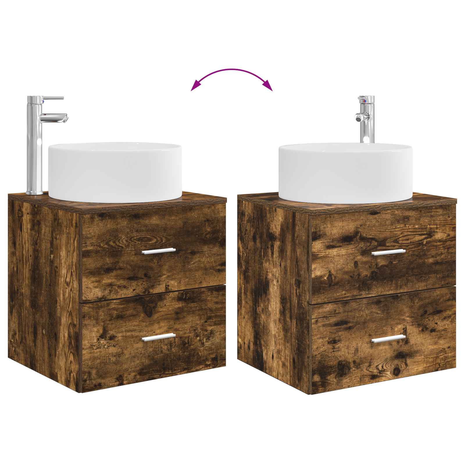Mobile Lavabo da Parete Rovere Fumo 49,5 x 44,5 x 65,5 cm | homemem39