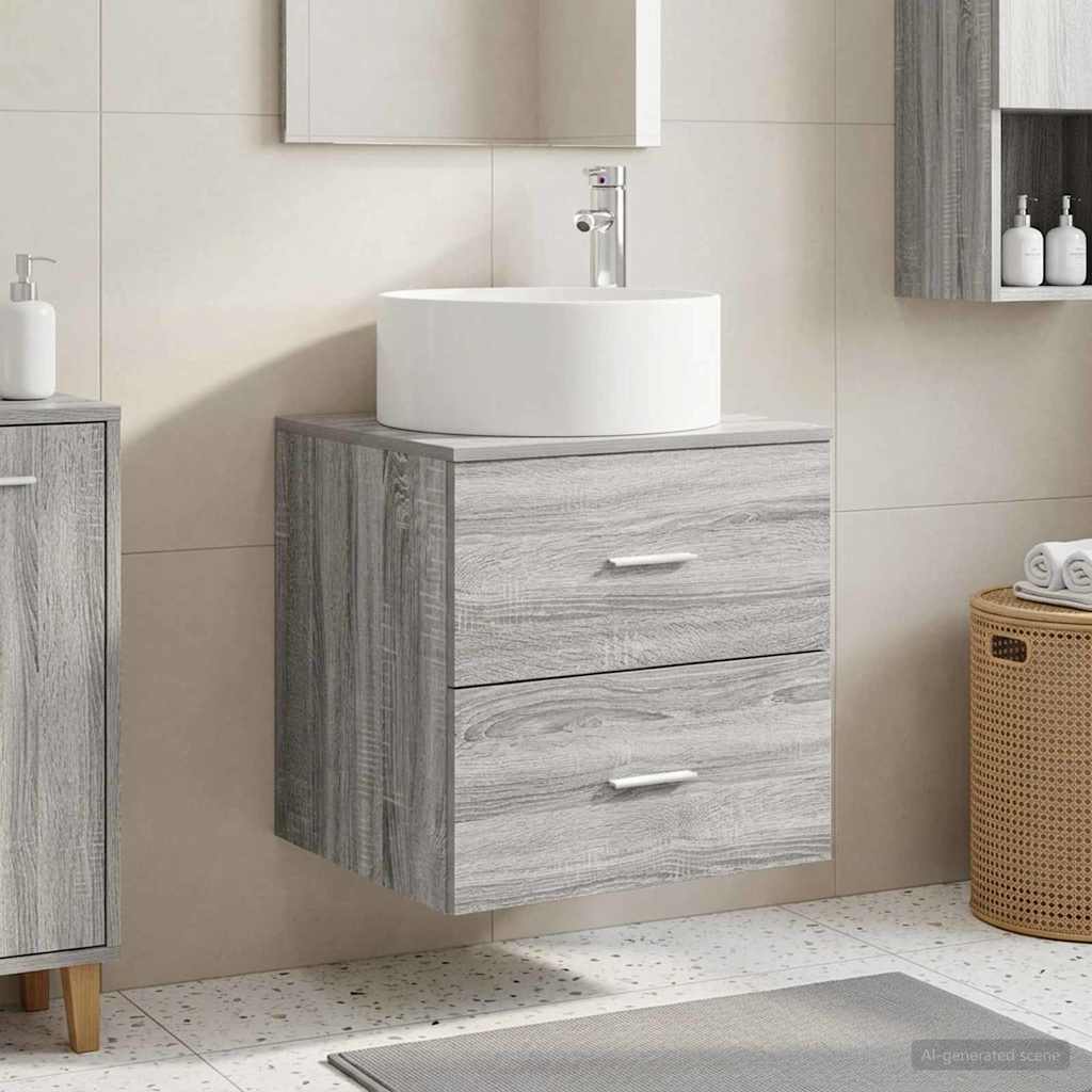 Mobile Lavabo da Parete Sonoma grigio 49,5 x 44,5 x 65,5 cm | homemem39