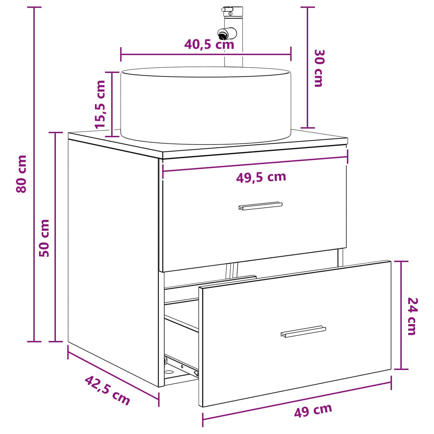 Mobile Lavabo da Parete Legno antico 49,5 x 44,5 x 65,5 cm | homemem39