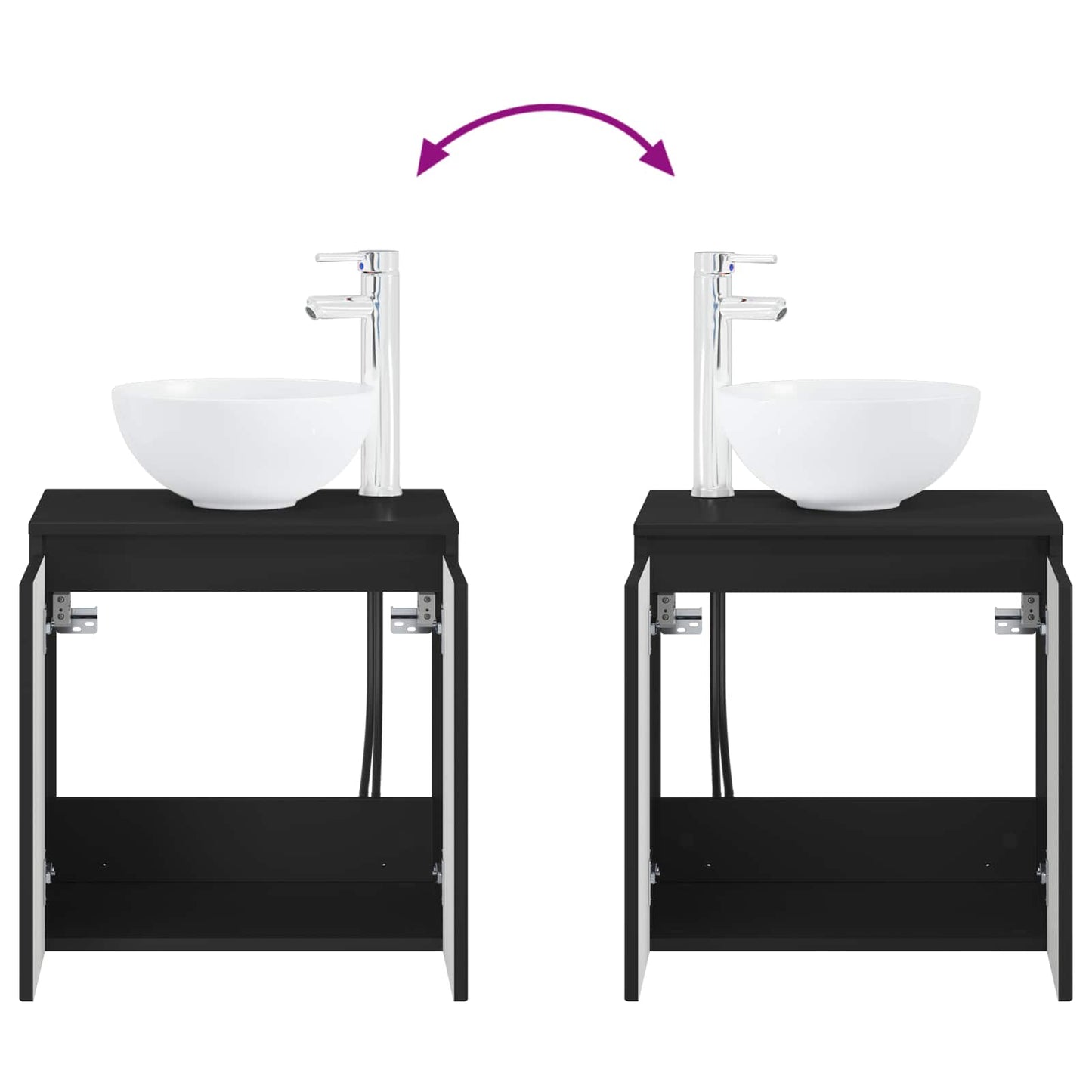 Mobile Lavabo da Parete Nero 49,5 x 35 x 63 cm | homemem39