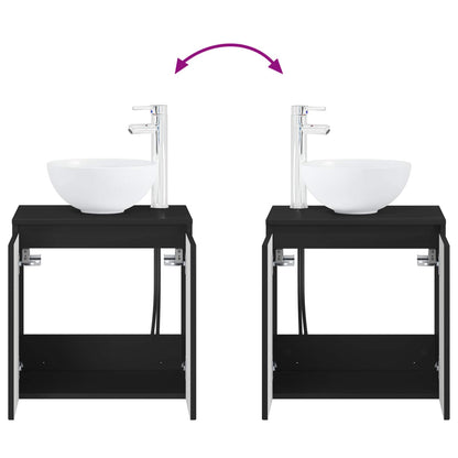 Mobile Lavabo da Parete Nero 49,5 x 35 x 63 cm | homemem39