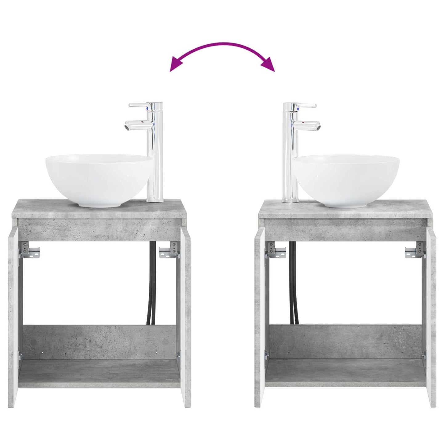 Mobile Lavabo da Parete Grigio Cemento 49,5 x 35 x 63 cm | homemem39