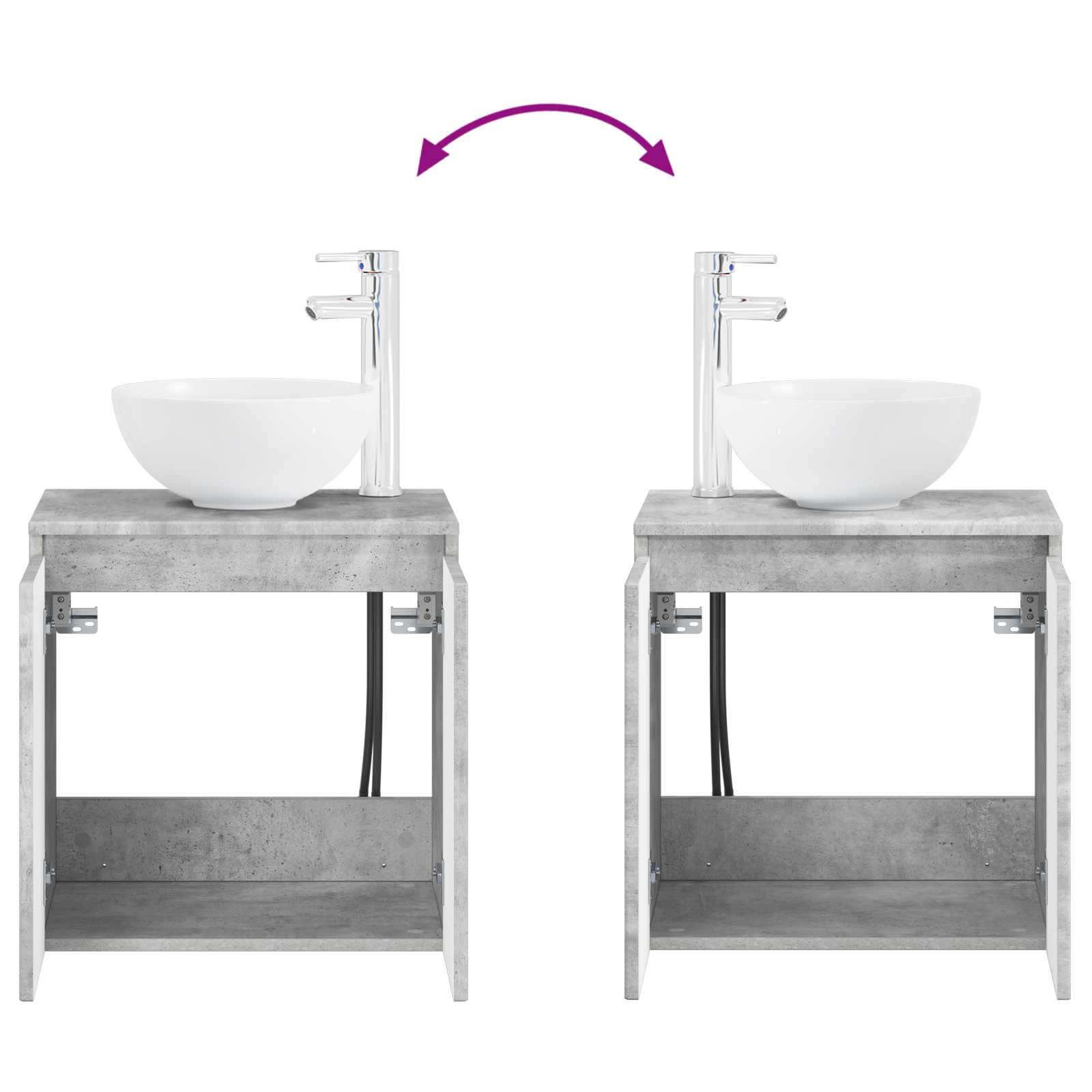 Mobile Lavabo da Parete Grigio Cemento 49,5 x 35 x 63 cm | homemem39