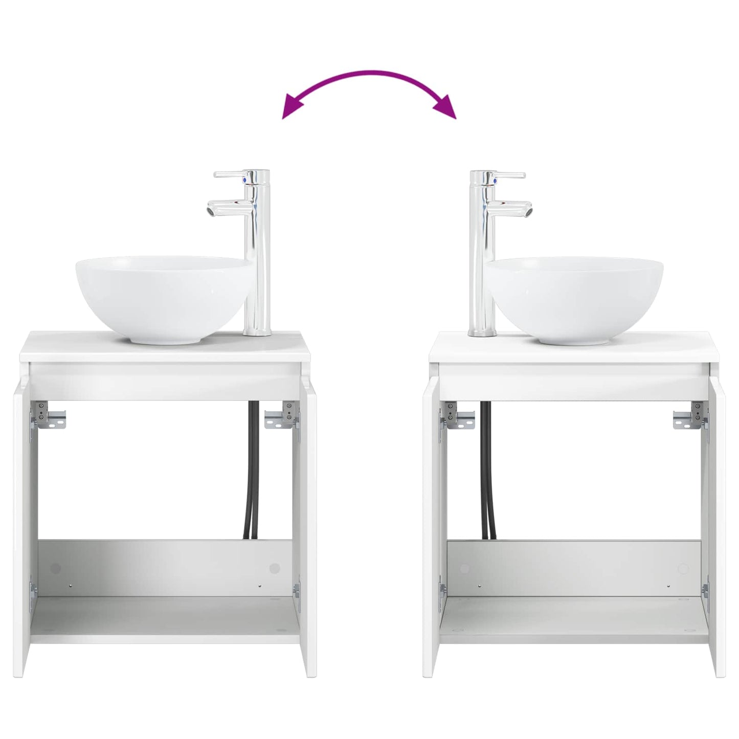 Mobile Lavabo da Parete Bianco Lucido 49,5 x 35 x 63 cm | homemem39