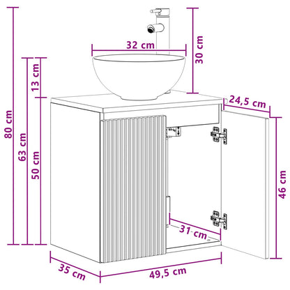 Mobile Lavabo da Parete Bianco Lucido 49,5 x 35 x 63 cm | homemem39