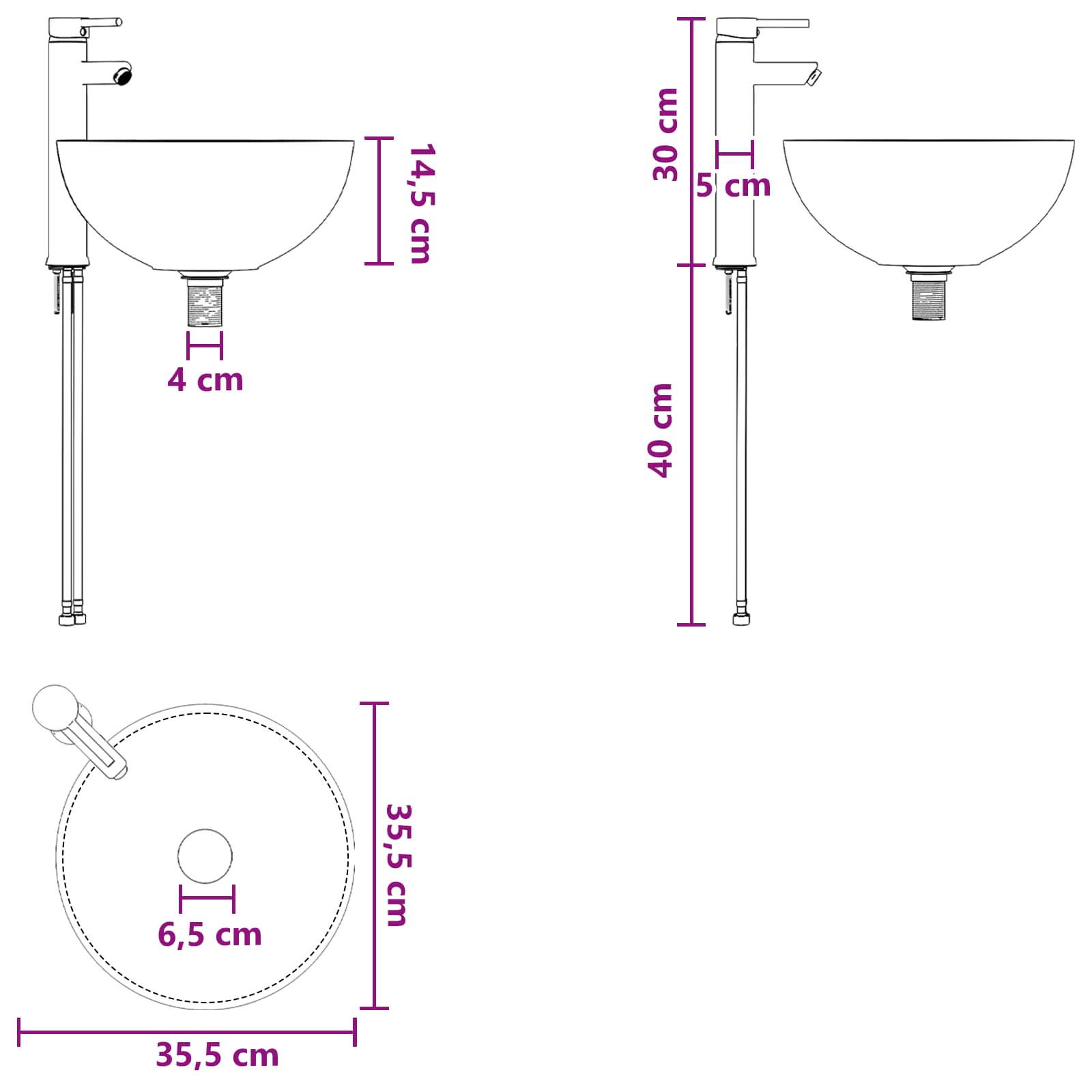 Mobile Lavabo da Parete Nero 49,5 x 41 x 64,5 cm | homemem39
