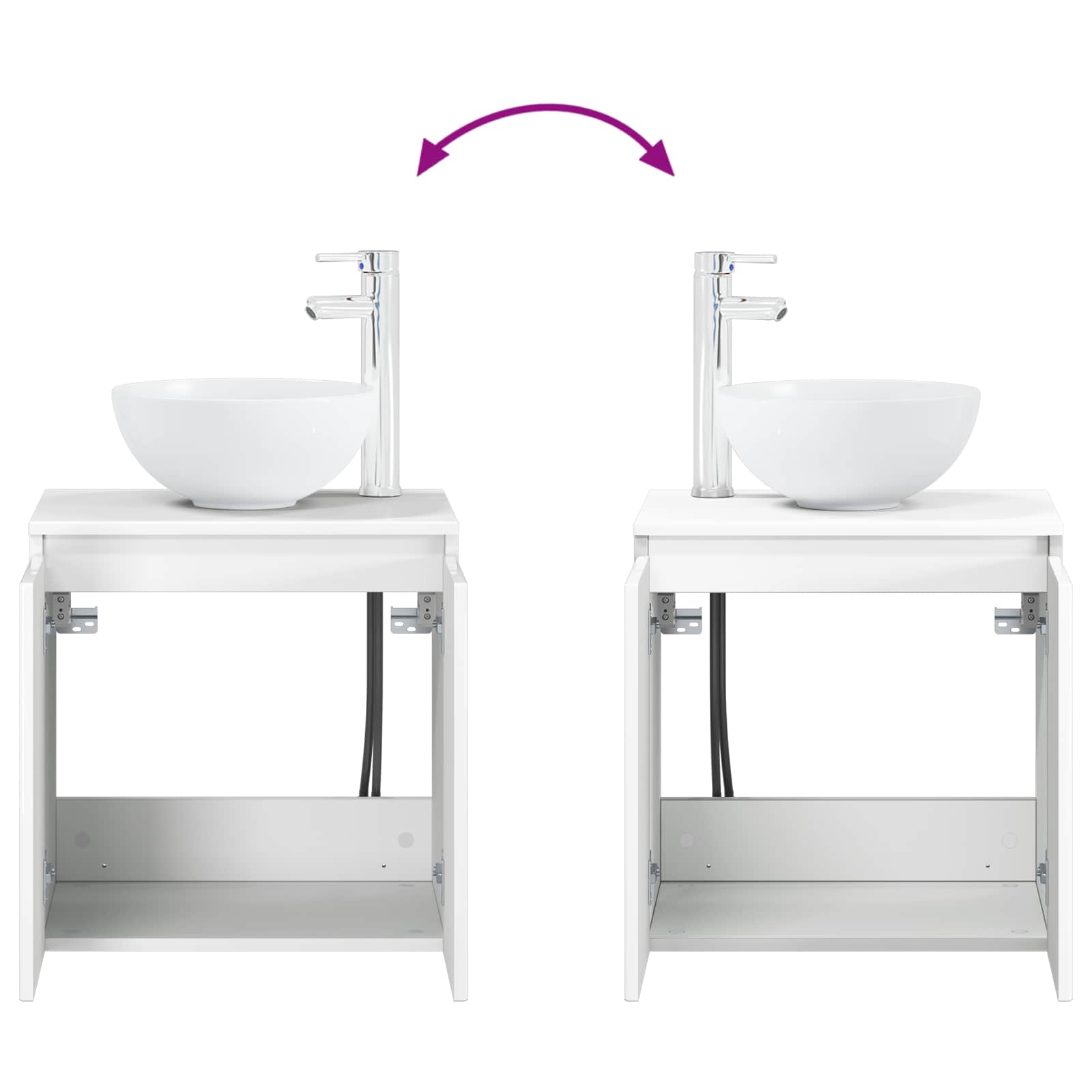 Mobile Lavabo da Parete Bianco Lucido 49,5 x 41 x 64,5 cm | homemem39