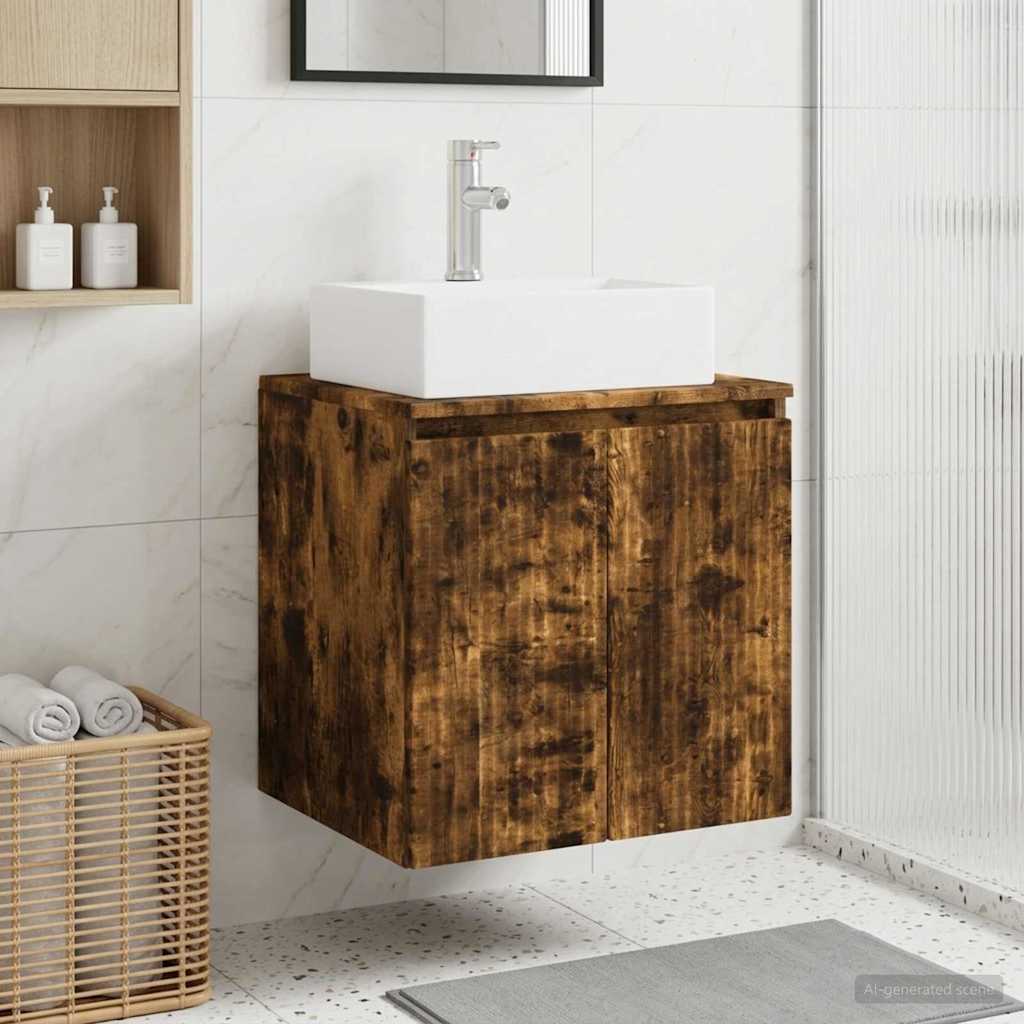 Mobile Lavabo da Parete Rovere Fumo 49,5 x 41 x 62,5 cm | homemem39