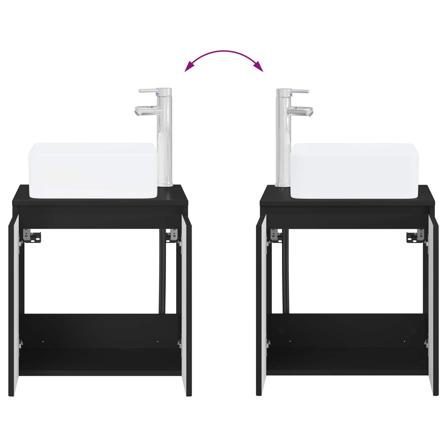 Mobile Lavabo da Parete Nero 53 x 35 x 63 cm | homemem39