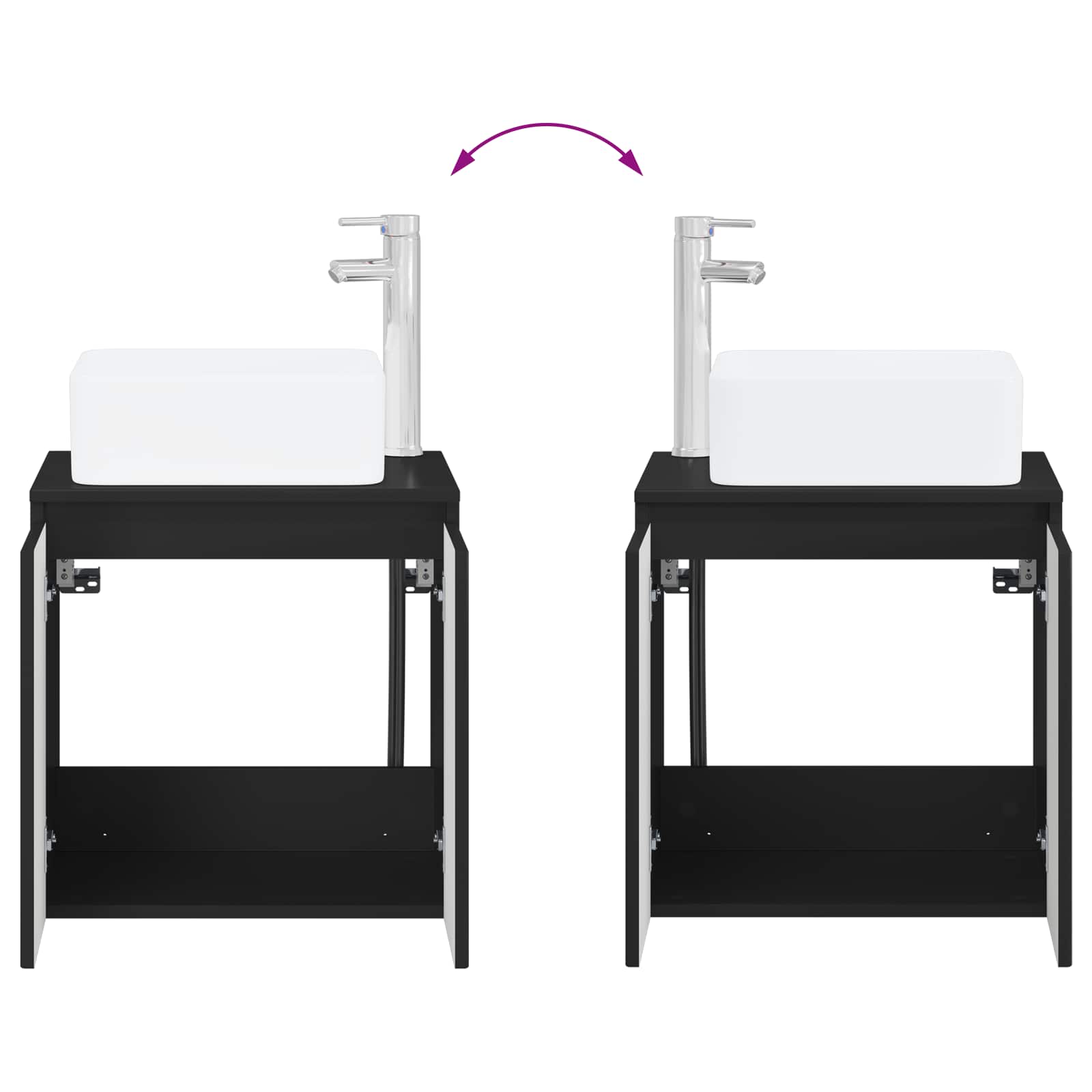 Mobile Lavabo da Parete Nero 53 x 35 x 63 cm | homemem39