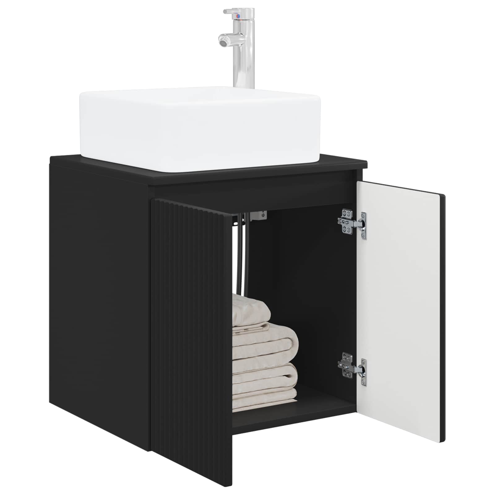 Mobile Lavabo da Parete Nero 53 x 35 x 63 cm | homemem39