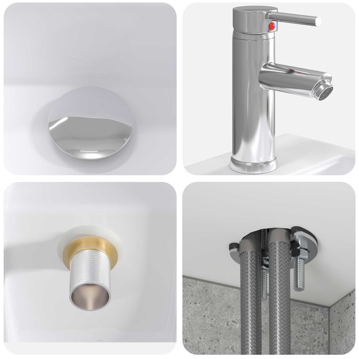 Mobile Lavabo da Parete Grigio Cemento 53 x 35 x 63 cm | homemem39