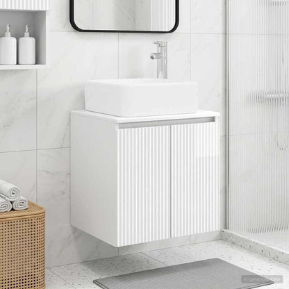 Mobile Lavabo da Parete Bianco Lucido 53 x 35 x 63 cm | homemem39
