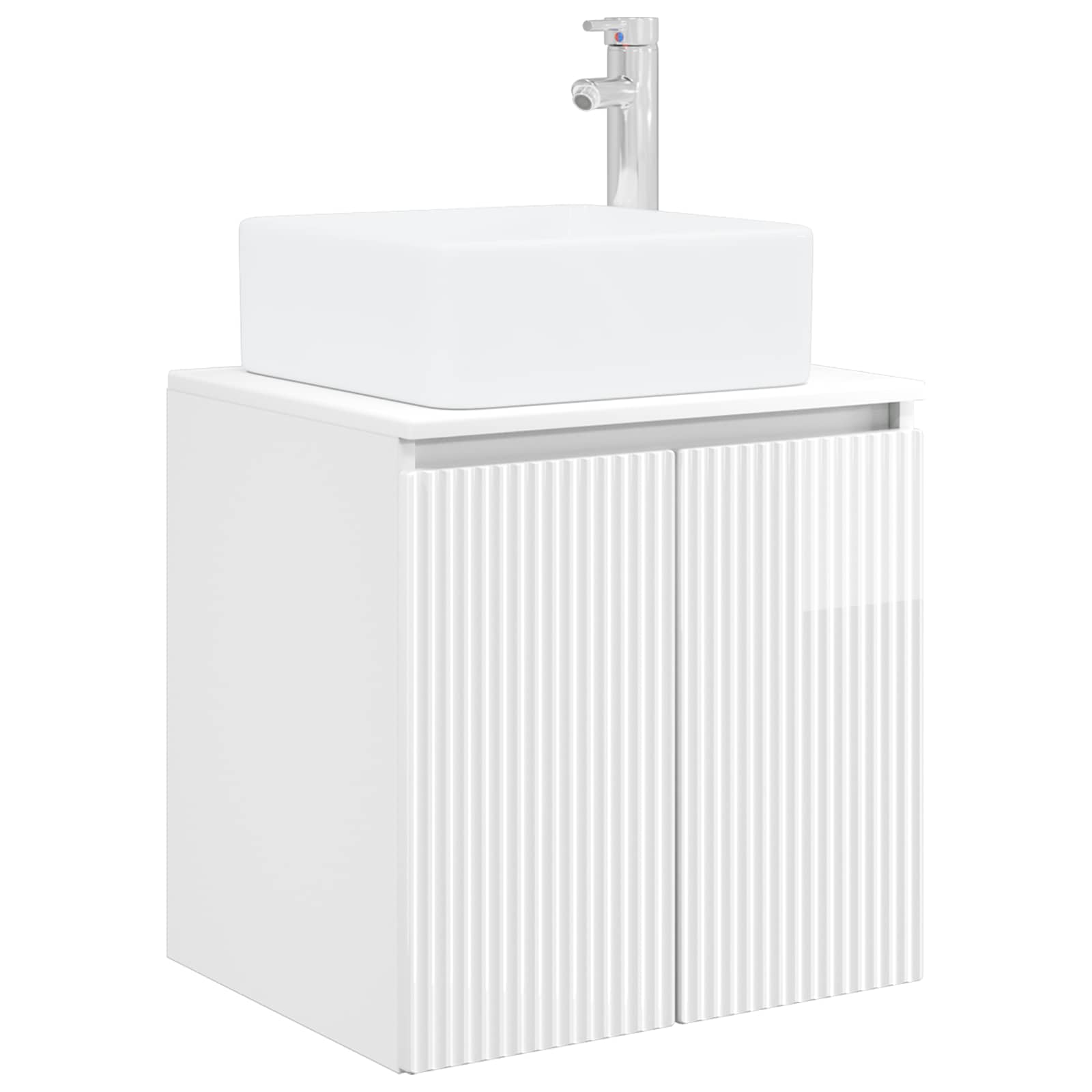 Mobile Lavabo da Parete Bianco Lucido 53 x 35 x 63 cm | homemem39