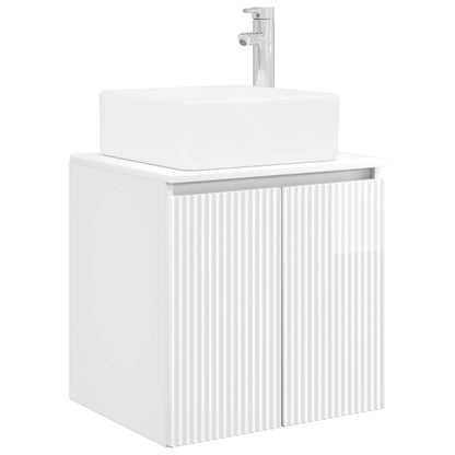 Mobile Lavabo da Parete Bianco Lucido 53 x 35 x 63 cm | homemem39