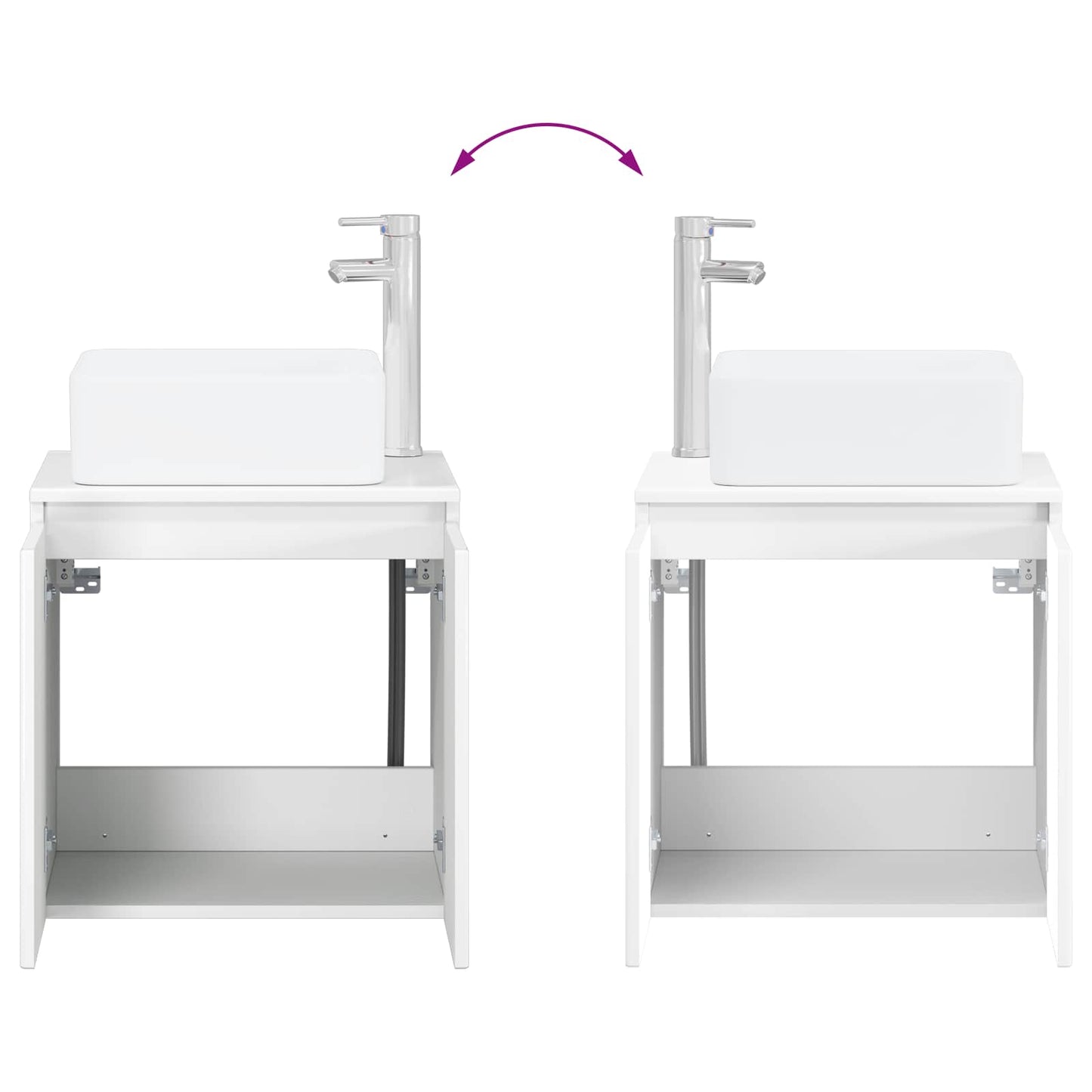Mobile Lavabo da Parete Bianco Lucido 53 x 35 x 63 cm | homemem39