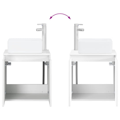 Mobile Lavabo da Parete Bianco Lucido 53 x 35 x 63 cm | homemem39