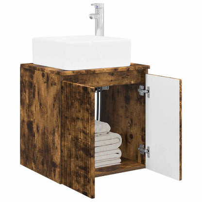 Mobile Lavabo da Parete Rovere Fumo 53 x 35 x 63 cm