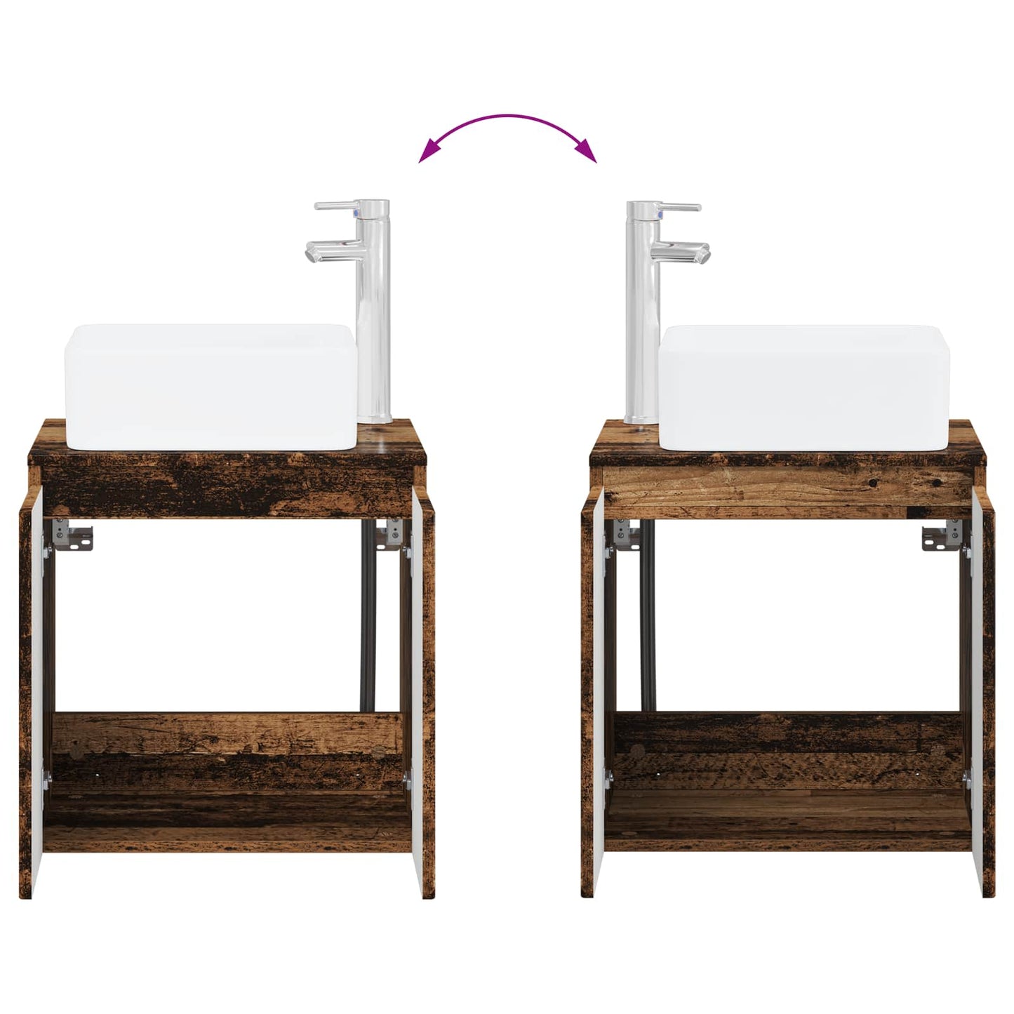 Mobile Lavabo da Parete Legno antico 53 x 35 x 63 cm | homemem39