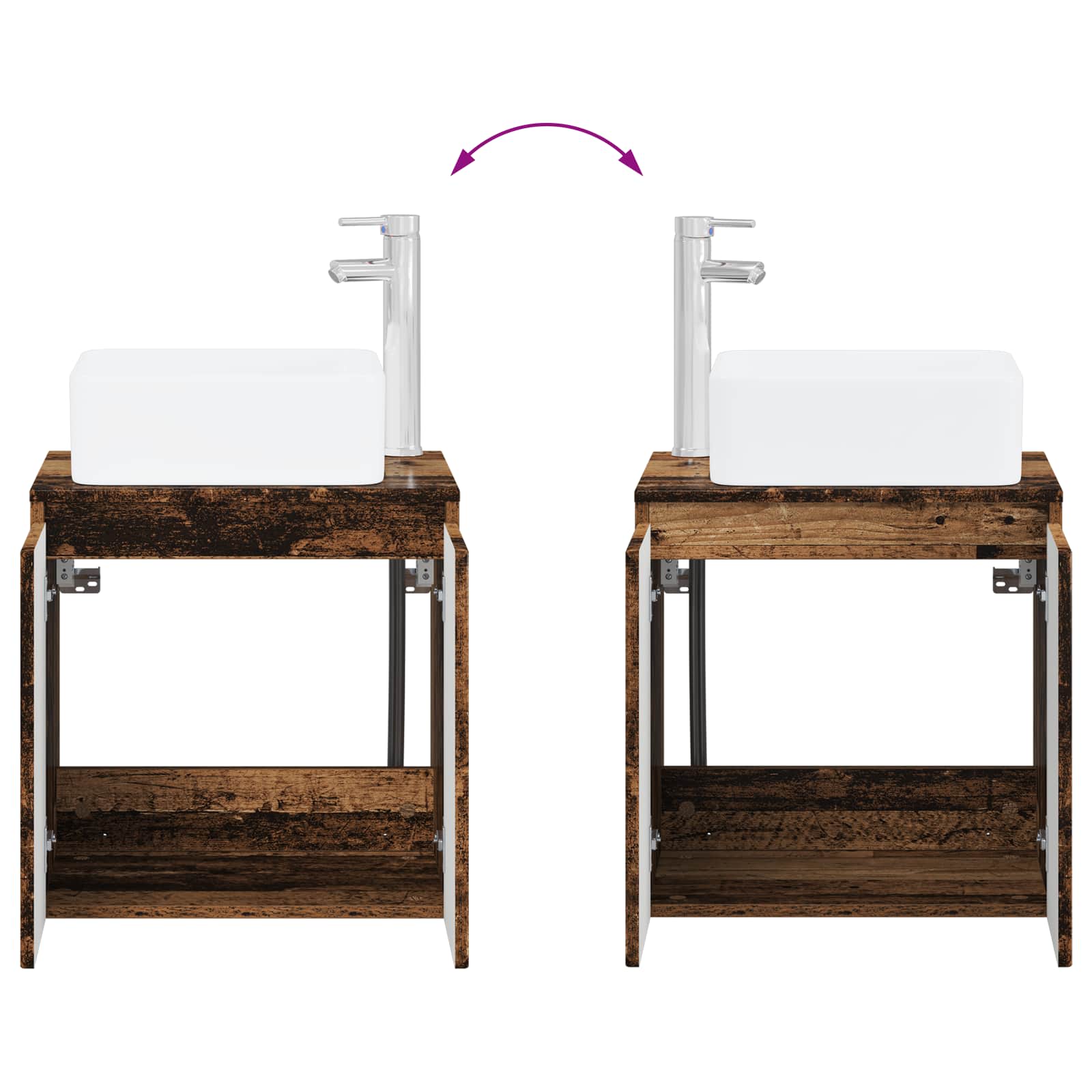 Mobile Lavabo da Parete Legno antico 53 x 35 x 63 cm | homemem39