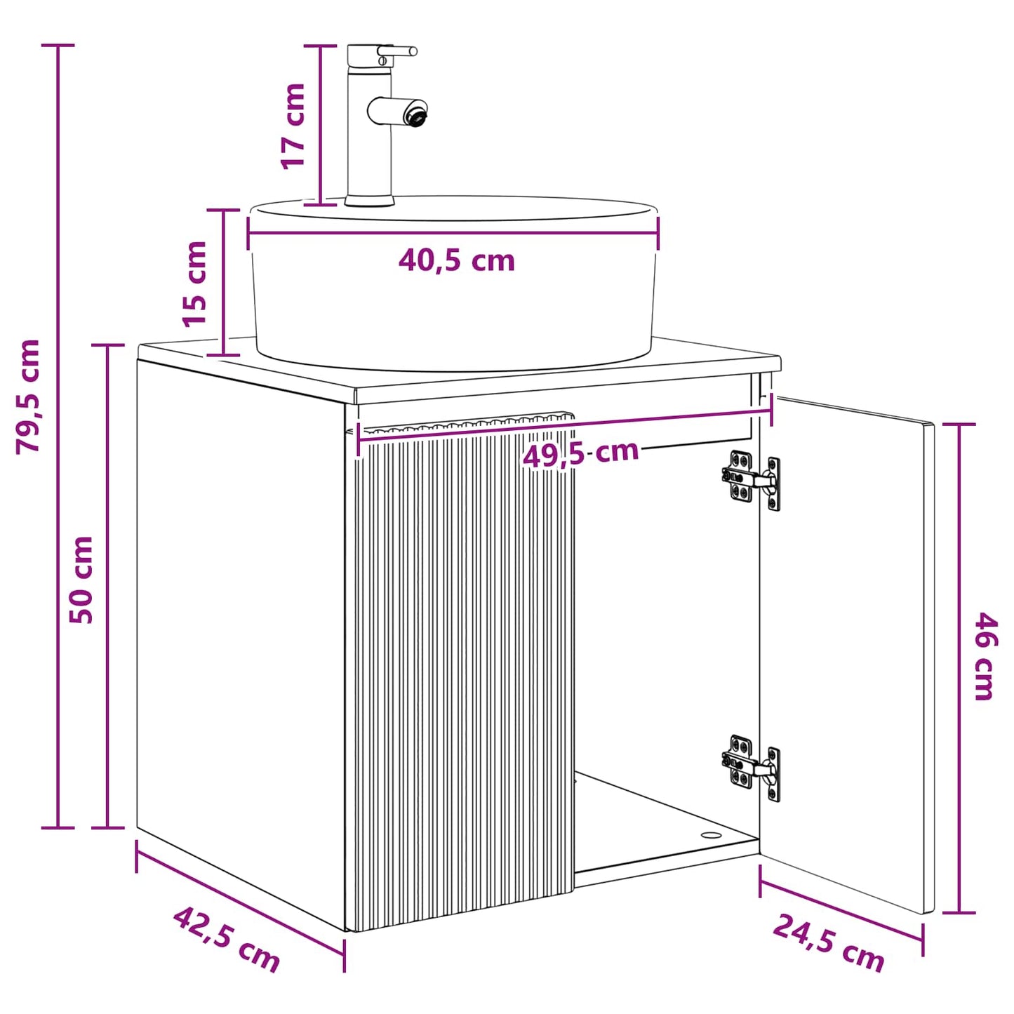 Mobile Lavabo da Parete Legno antico 49,5 x 44,5 x 65 cm | homemem39