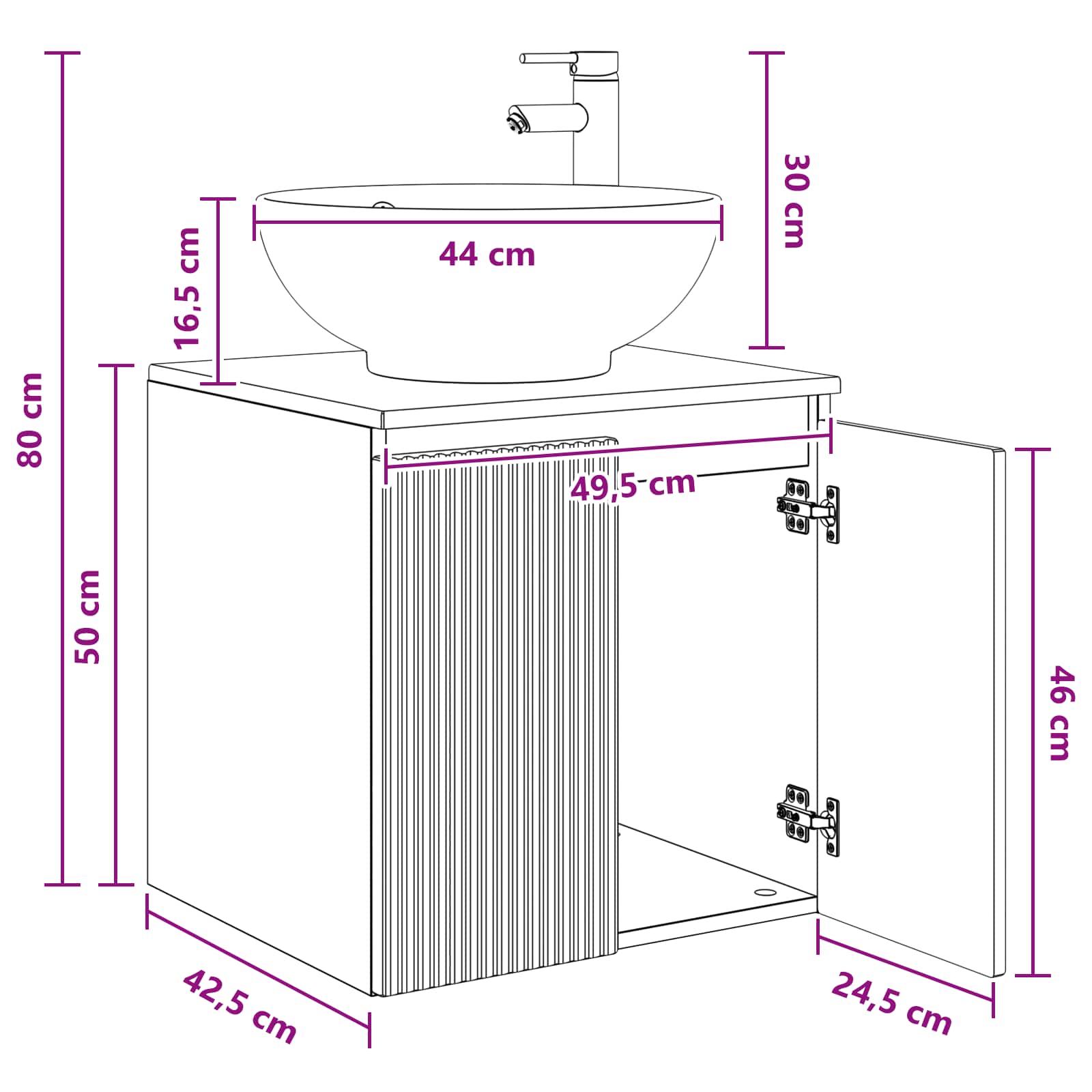 Mobile Lavabo da Parete Rovere Artigianale 49,5 x 44,5 x 65 cm | homemem39