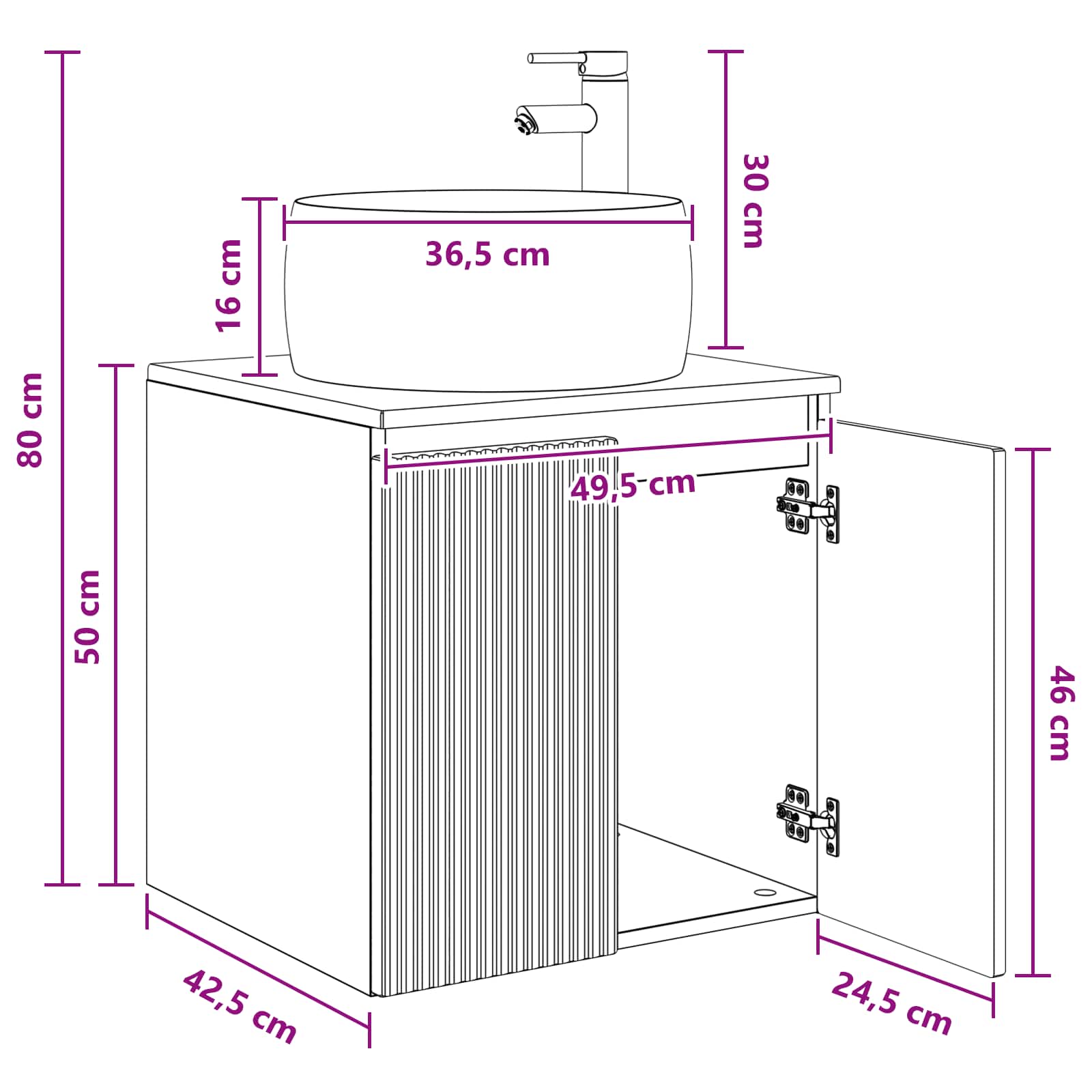 Mobile Lavabo da Parete Bianco Lucido 49,5 x 44,5 x 66 cm | homemem39