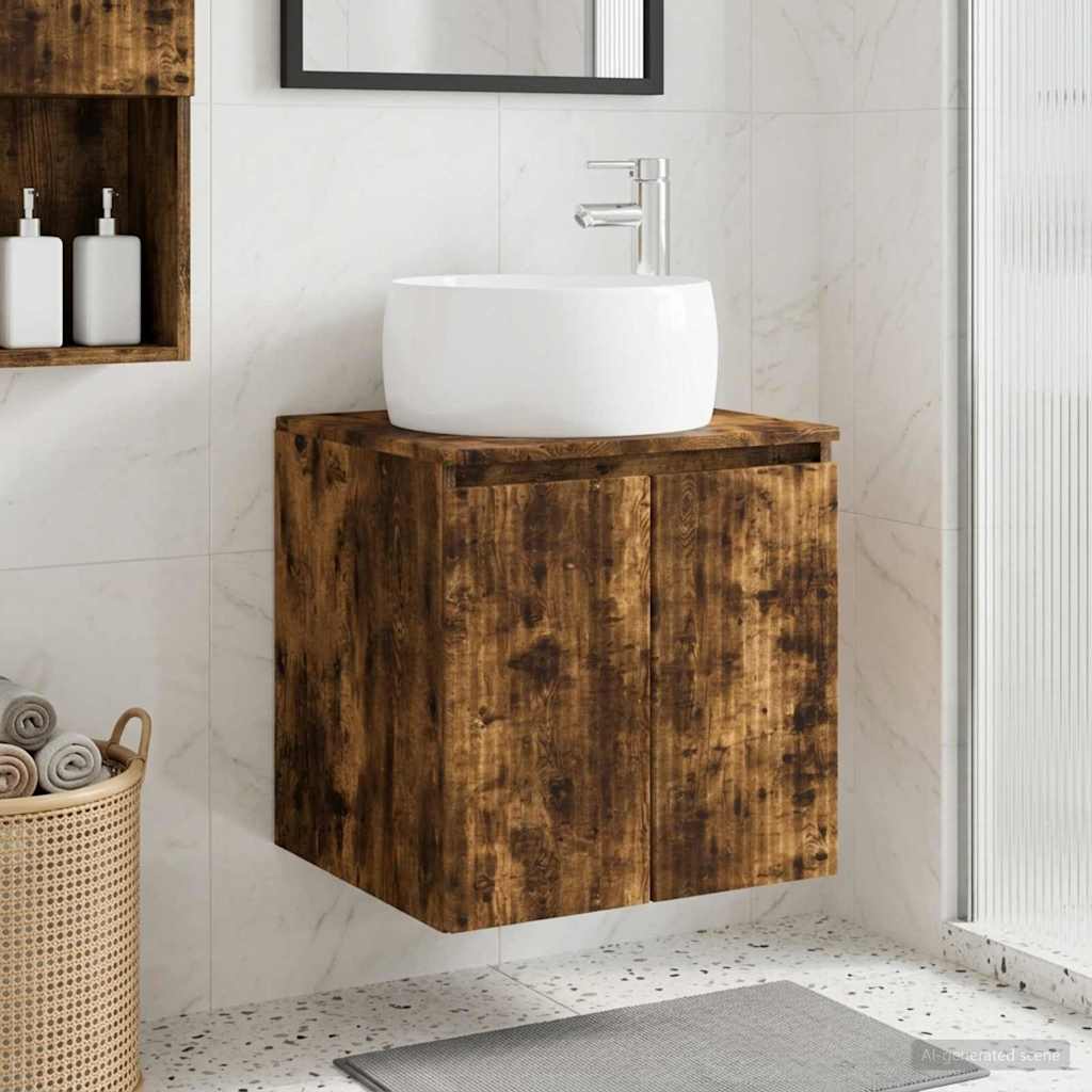 Mobile Lavabo da Parete Rovere Fumo 49,5 x 44,5 x 66 cm | homemem39