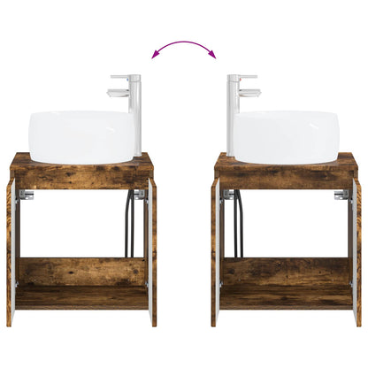 Mobile Lavabo da Parete Rovere Fumo 49,5 x 44,5 x 66 cm | homemem39