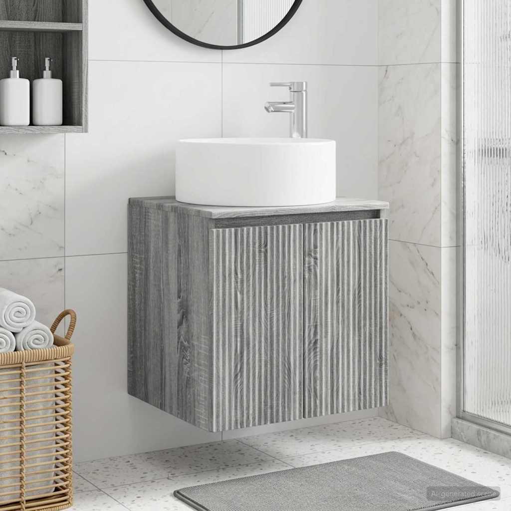 Mobile lavabo da parete Sonoma grigio 49,5 x 44,5 x 65,5 cm | homemem39