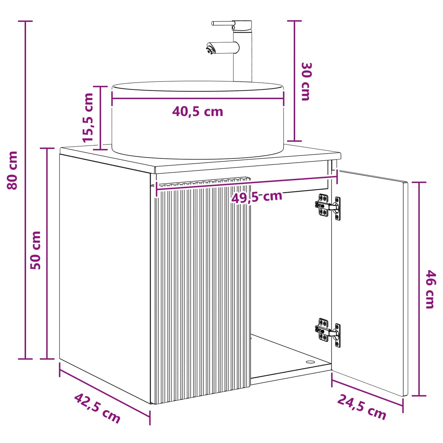 Mobile lavabo da parete Sonoma grigio 49,5 x 44,5 x 65,5 cm | homemem39