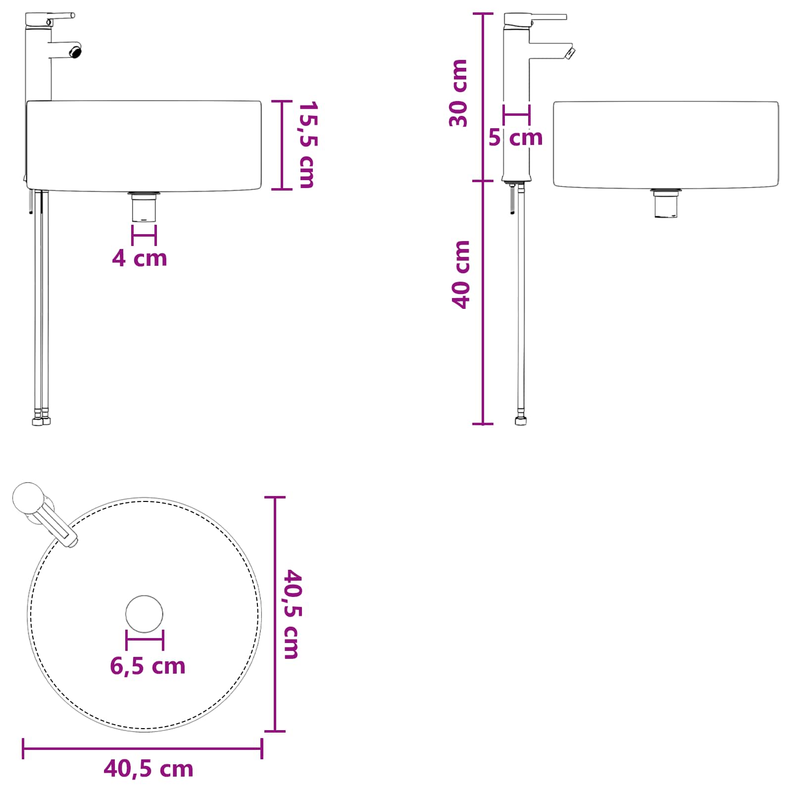 Mobile lavabo da parete Sonoma grigio 49,5 x 44,5 x 65,5 cm | homemem39