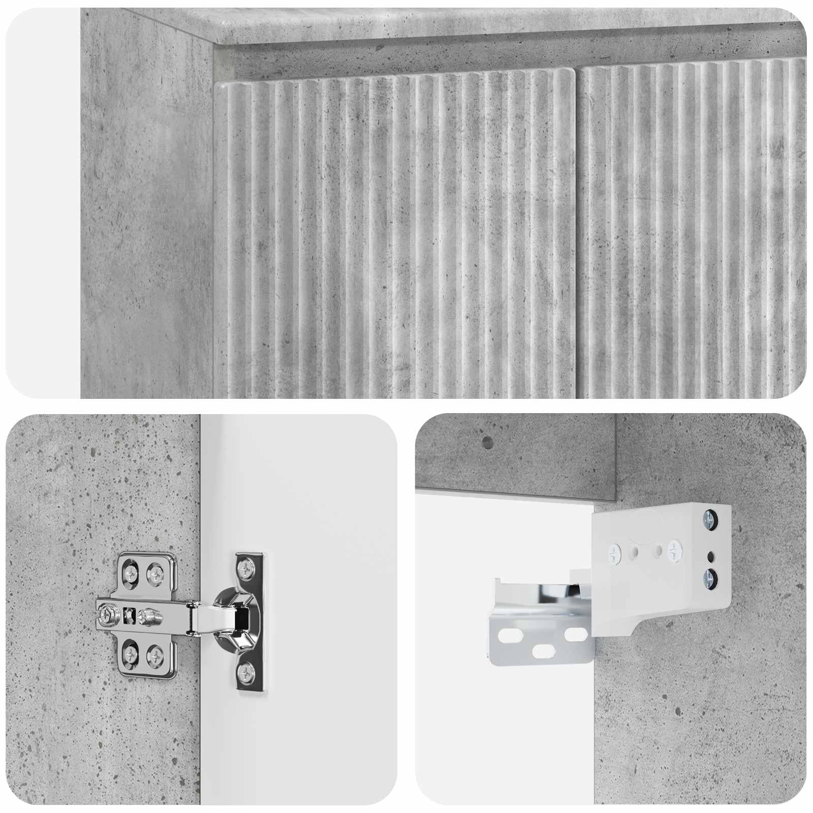 Mobiletto da Bagno a Muro Grigio Cemento 62,5 x 44,5 x 50 cm | homemem39