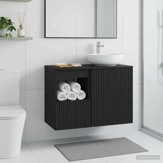 Mobile da Bagno Nero 30 x 41 x 50 cm Legno ingegnerizzato - homemem39