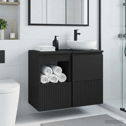 Mobile da Bagno Nero 30 x 44,5 x 50 cm Legno ingegnerizzato | homemem39