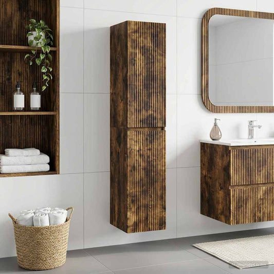 Mobiletto da Bagno a Muro Rovere Fumo 33 x 34,5 x 160 cm | homemem39