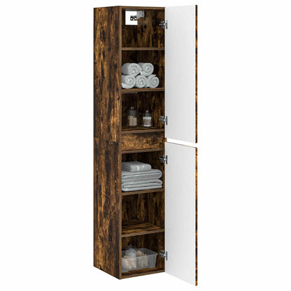 Mobiletto da Bagno a Muro Rovere Fumo 33 x 34,5 x 160 cm | homemem39