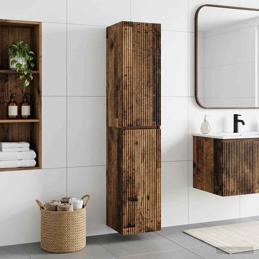 Mobiletto da Bagno a Muro Legno antico 33 x 34,5 x 160 cm | homemem39